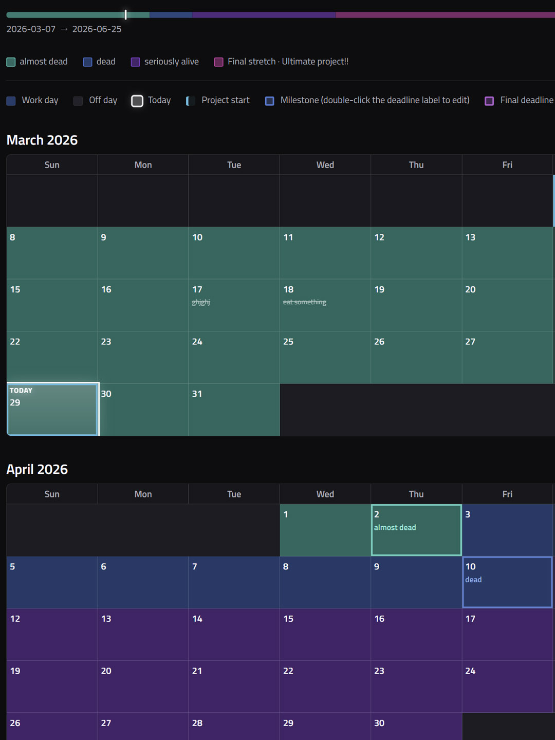 Project Calendar